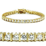 Alamode Gold Brass Bracelet with AAA Grade CZ in Clear - Alamode