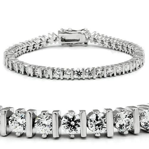 Alamode Rhodium Brass Bracelet with AAA Grade CZ in Clear - Alamode