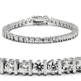 Alamode Rhodium Brass Bracelet with AAA Grade CZ in Clear - Alamode