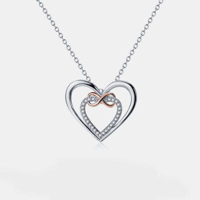 Heart Shape Inlaid Zircon 925 Sterling Silver Necklace - Trendsi