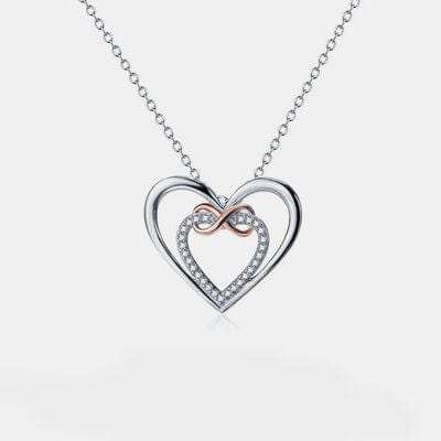 Heart Shape Inlaid Zircon 925 Sterling Silver Necklace - Trendsi - Flyclothing LLC