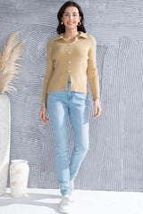 Ribbed Long Sleeve Slit Distressed Sweater - Trendsi