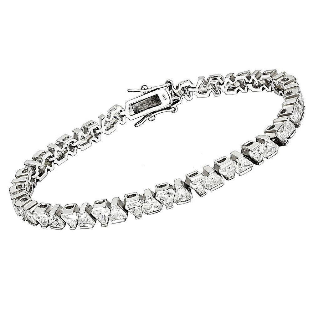 Alamode Rhodium Brass Bracelet with AAA Grade CZ in Clear - Alamode