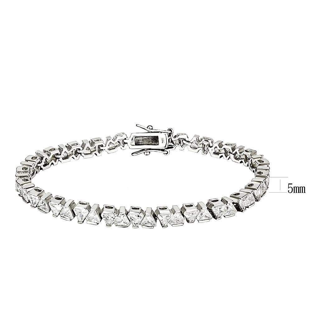 Alamode Rhodium Brass Bracelet with AAA Grade CZ in Clear - Alamode - Flyclothing LLC