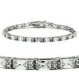 Alamode Rhodium Brass Bracelet with AAA Grade CZ in Clear - Alamode