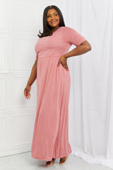 Celeste Sweetheart Full Size Short Sleeve Maxi Dress in Light Mauve - Trendsi