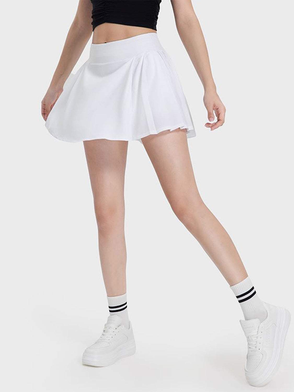 Pleated Detail Mid-Rise Waist Active Skirt - Trendsi - Flyclothing LLC