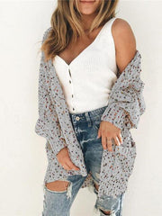 Multicolored Open Front Cardigan - Trendsi