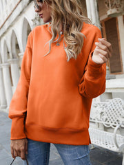 Dropped Shoulder Slit Sweatshirt - Trendsi