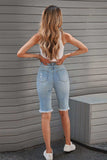 Distressed Raw Hem Denim Bermuda Shorts - Trendsi - Flyclothing LLC