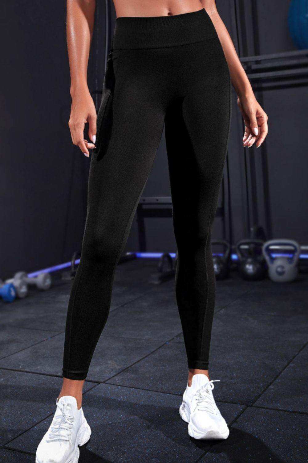 Wide Waistband Sports Leggings - Trendsi - Flyclothing LLC