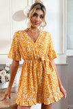 Printed Surplice Neck Ruffled Romper - Trendsi - Flyclothing LLC