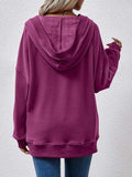 V-Neck Drop Shoulder Long Sleeve Hoodie - Trendsi - Flyclothing LLC