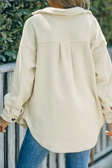 Button Up Collared Neck Long Sleeve Jacket - Trendsi - Flyclothing LLC