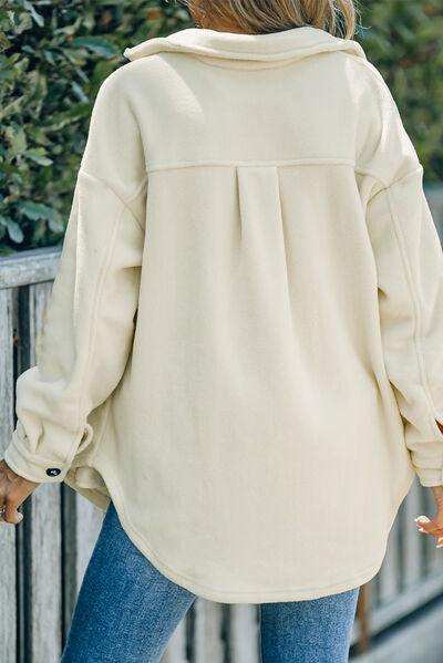 Button Up Collared Neck Long Sleeve Jacket - Trendsi - Flyclothing LLC