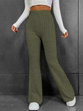 Ribbed High Waist Bootcut Pants - Trendsi - Flyclothing LLC