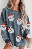 Sequin Santa Patch Ribbed Sweatshirt - Trendsi - Flyclothing LLC
