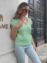 Cable-knit V-Neck Sweater Vest - Trendsi - Flyclothing LLC