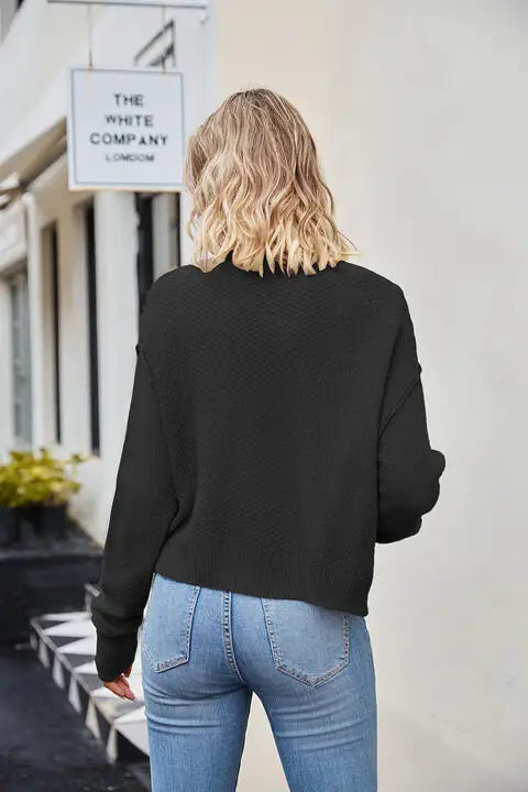 Button Down Exposed Seam Cardigan - Trendsi - Flyclothing LLC