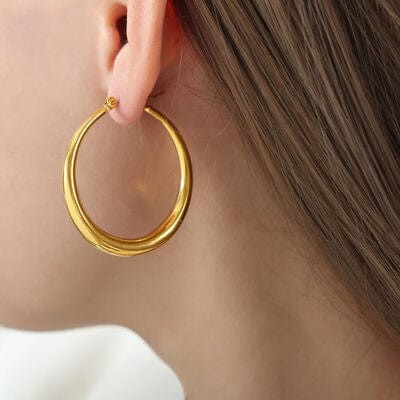 18K Gold-Plated Hoop Earrings - Trendsi