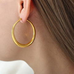 18K Gold-Plated Hoop Earrings - Trendsi
