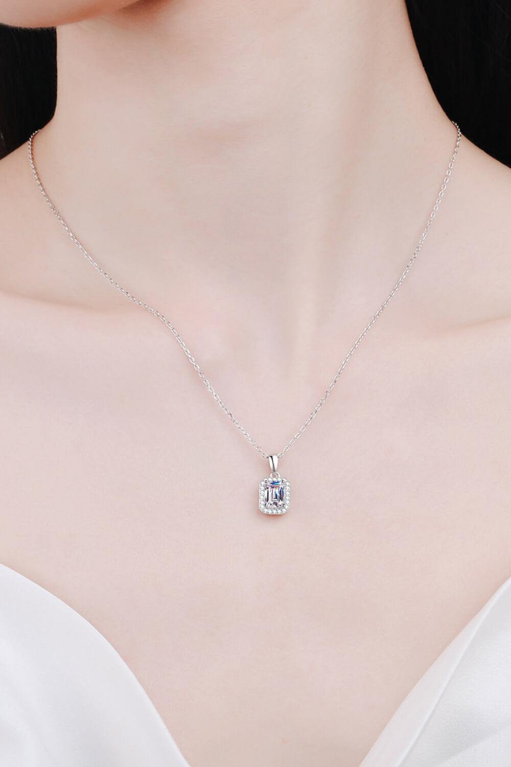 Square Moissanite Pendant Chain Necklace - Flyclothing LLC