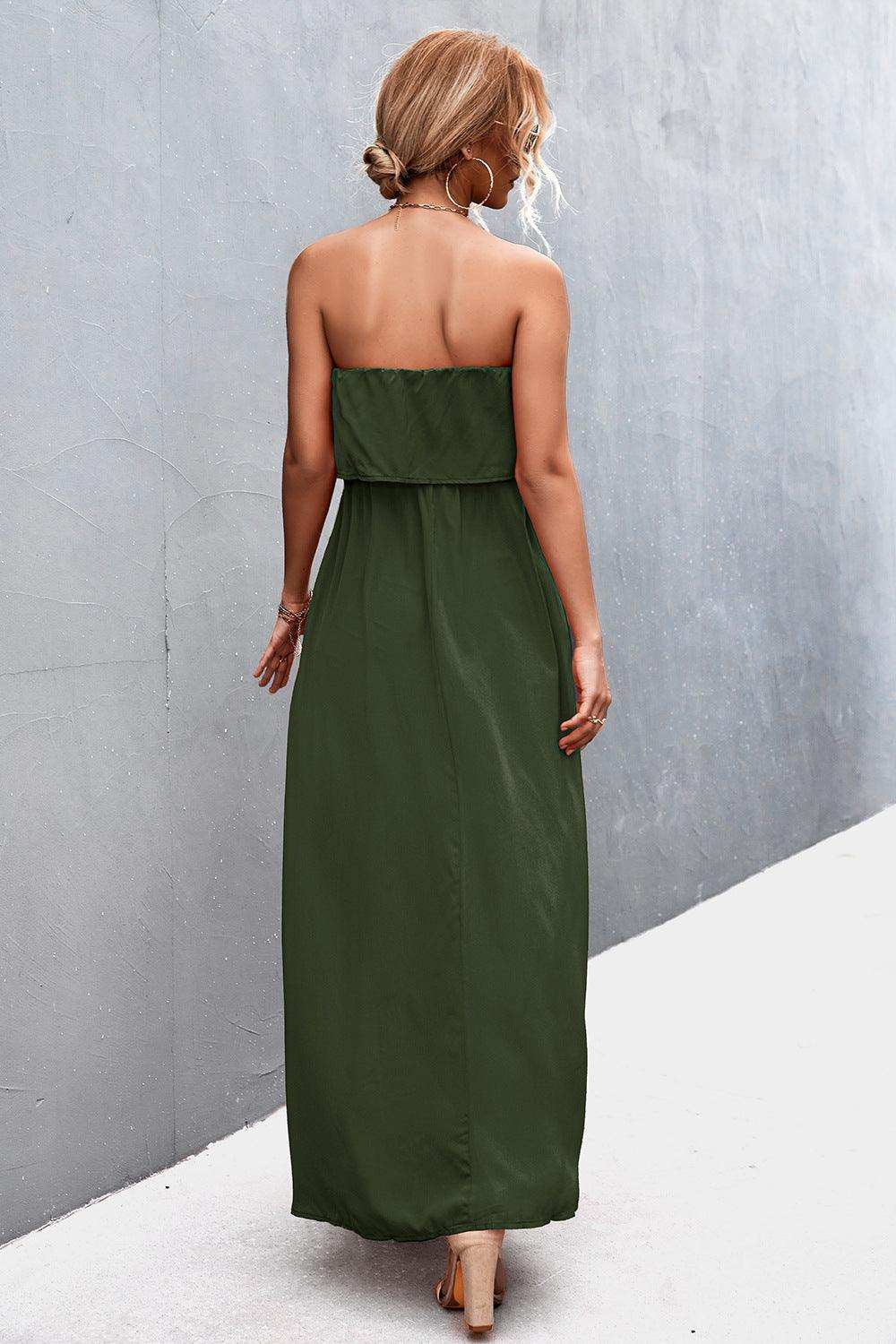 Strapless Split Maxi Dress - Trendsi - Flyclothing LLC