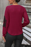 Ribbed Lace Detail V-Neck Sweater - Trendsi