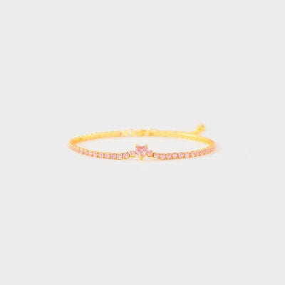 Heart Shape Inlaid Zircon 18K Gold-Plated Bracelet - Trendsi