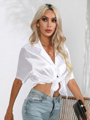 Button Up Collared Neck Shirt - Trendsi