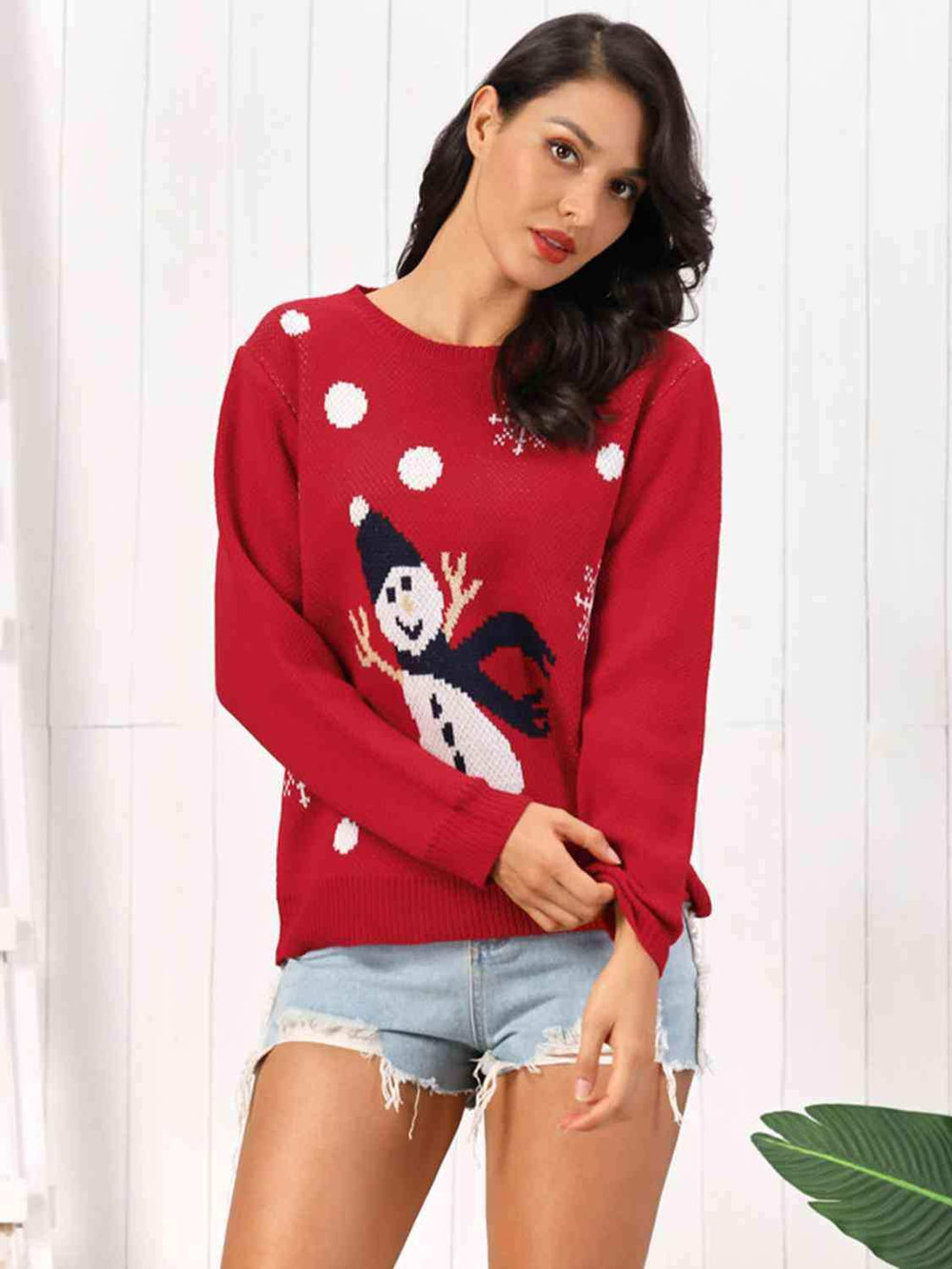 Snowman Round Neck Sweater - Trendsi - Flyclothing LLC