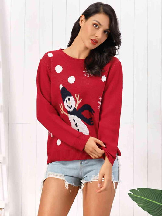 Snowman Round Neck Sweater - Flyclothing LLC