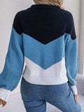 Color Block Dropped Shoulder Sweater - Trendsi - Flyclothing LLC