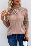 Ribbed Turtleneck Long Sleeve Sweater - Trendsi