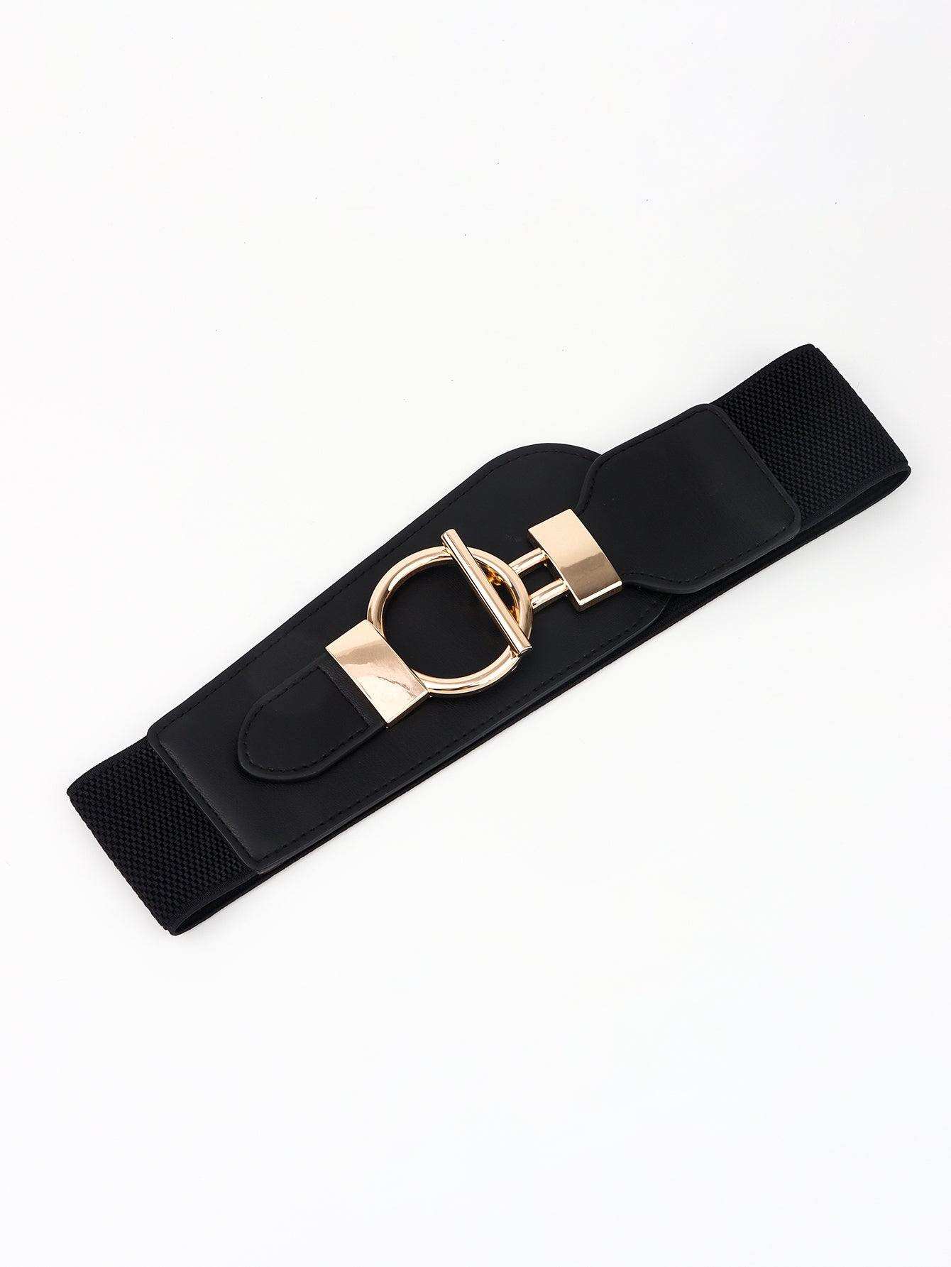 PU Elastic Wide Belt with Alloy Buckle - Trendsi - Flyclothing LLC