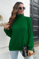 Turtleneck Rib-Knit Sweater - Trendsi - Flyclothing LLC