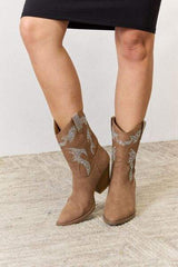 Forever Link Rhinestone Detail Cowboy Boots - Trendsi - Flyclothing LLC