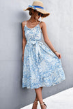 Floral Frill Trim Scoop Neck Spaghetti Strap Dress - Trendsi