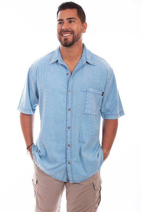 Scully DISTRESSED SKY BLUE THE TRAVELER Shirt - Scully Leather - Flyclothing LLC