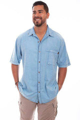 Scully DISTRESSED SKY BLUE THE TRAVELER Shirt - Scully Leather - Flyclothing LLC
