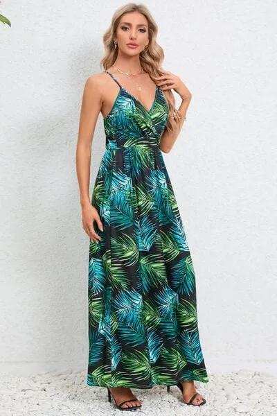 Printed Surplice Maxi Cami Dress - Trendsi - Flyclothing LLC