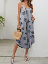 Botanical Print Spaghetti Strap Scoop Neck Jumpsuit - Trendsi - Flyclothing LLC