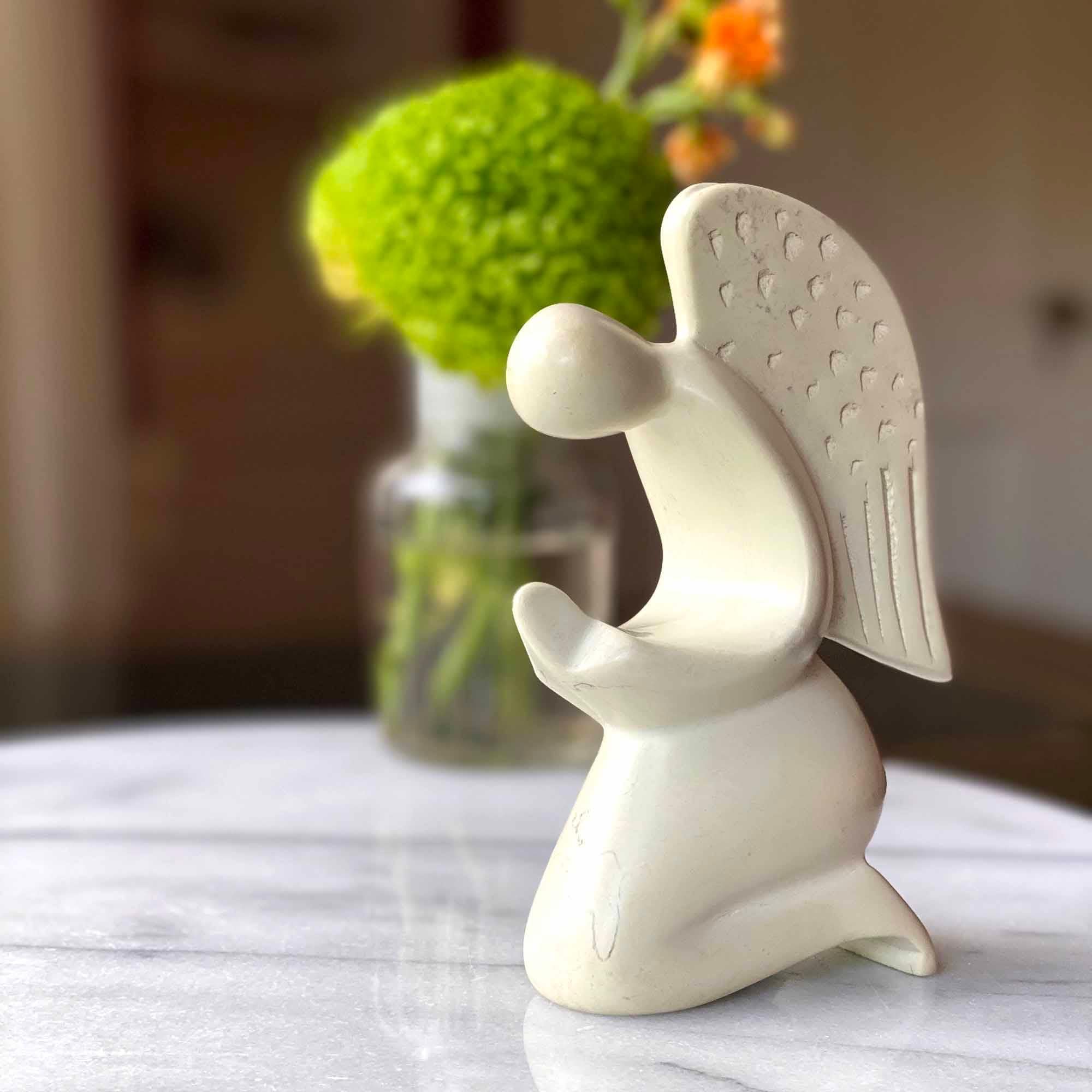 Praying Angel Soapstone Sculpture - Natural Stone - SMOLArt