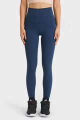 Feel Like Skin Elastic Waistband Yoga Leggings - Trendsi - Flyclothing LLC