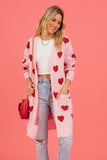 Heart Graphic Open Front Cardigan with Pockets - Trendsi - Flyclothing LLC