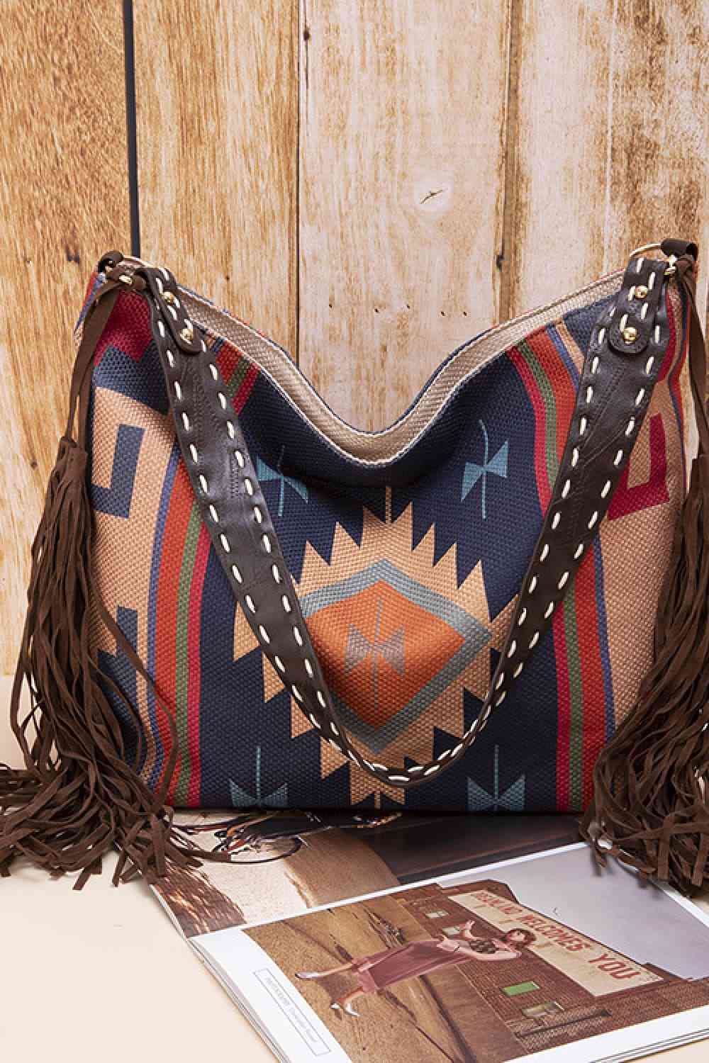 Geometric Canvas Tote Bag - Trendsi - Flyclothing LLC