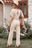 Full Size Tie Waist Straight Leg Jumpsuit - Trendsi - Flyclothing LLC