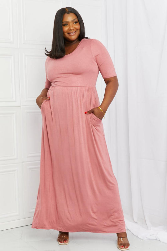 Celeste Sweetheart Full Size Short Sleeve Maxi Dress in Light Mauve - Trendsi