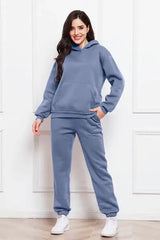 Drop Shoulder Long Sleeve Hoodie and Pants Set - Trendsi - Flyclothing LLC