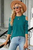 Round Neck Cold Shoulder T-Shirt - Trendsi - Flyclothing LLC